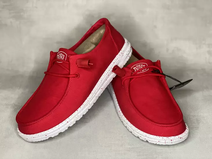 Hey Dude Wendy Slub Canvas Red - Naisten nauhalliset kävelykengät  - 40063610 - 1
