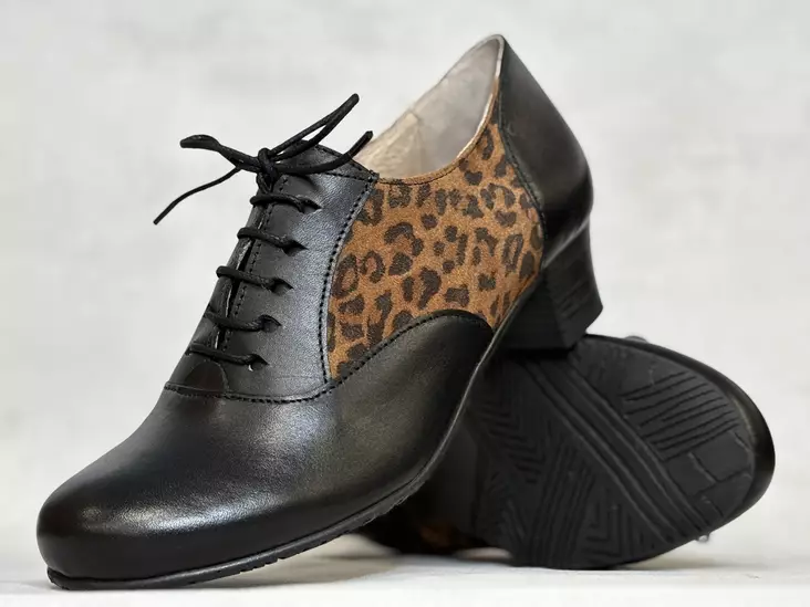 Vintro Siiri Crust Black Leopardo - Naisten korolliset kävelykengät - 9554023 - 1