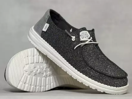 Hey Dude Wendy Charcoal Metallic sparkle - Naisten nauhalliset kävelykengät  - 41082025 - 1