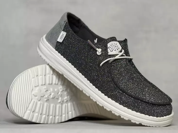 Hey Dude Wendy Charcoal Metallic sparkle - Naisten nauhalliset kävelykengät  - 41082025 - 1