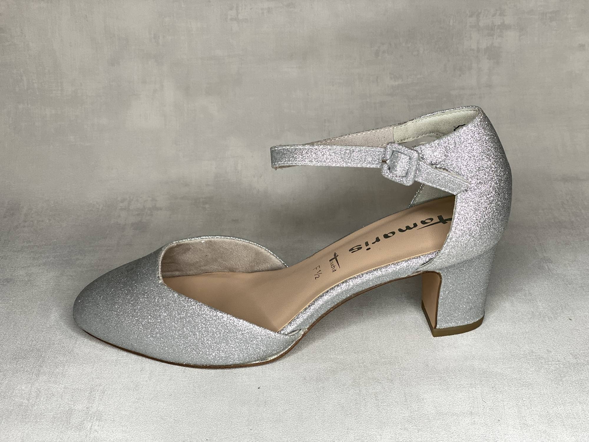 Tamaris 2443220919 glitter korkokenkä Hopea matalakorkoinen