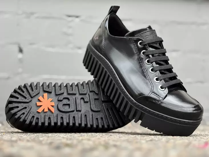 Art 1535 Shinny Black kävelykenkä - Naisten matalavartiset tennarit - A1535B - 1