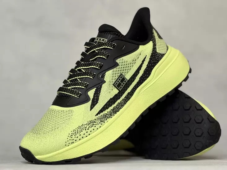 Tommy Jeans Sporty Knit Runner Lime Blac - Naisten matalavartiset tennarit - EN02962LB - 1