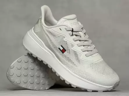 Tommy Jeans Sporty Knit Runner Ecru - Naisten matalavartiset tennarit - EN02962YBL - 1