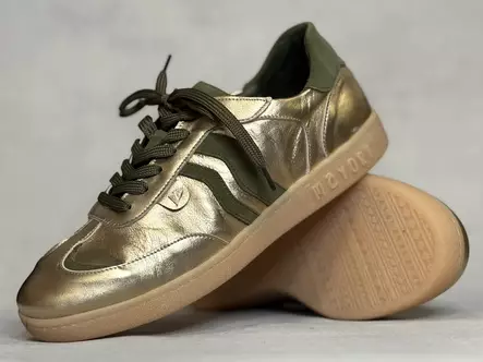 Mayori 1020100 Gold Olive -nahkatennari - Naisten matalavartiset tennarit - 1020100GO - 1