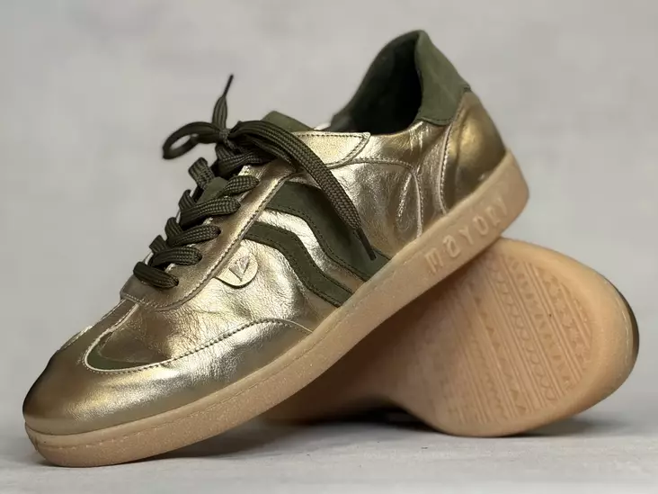 Mayori 1020100 Gold Olive -nahkatennari - Naisten matalavartiset tennarit - 1020100GO - 1