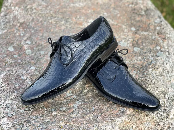 Topman 10721 15kr krokolakeri musta - Miesten nauhalliset juhlakengät - 1072115kr - 1